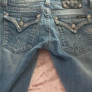 Miss Me Women's Boot Cut Jeans with Embellished Pockets Size 0/1 low rise